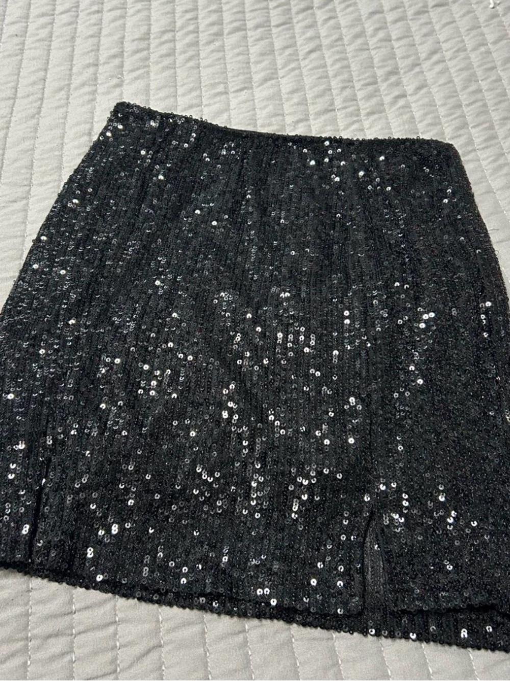 Black Sequin Mini Skirt